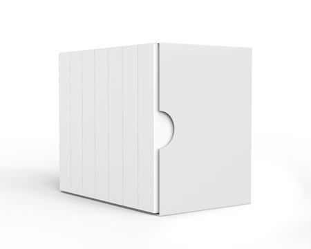 Blank book with cardboard box cover, set of books in case in 3d renderの写真素材