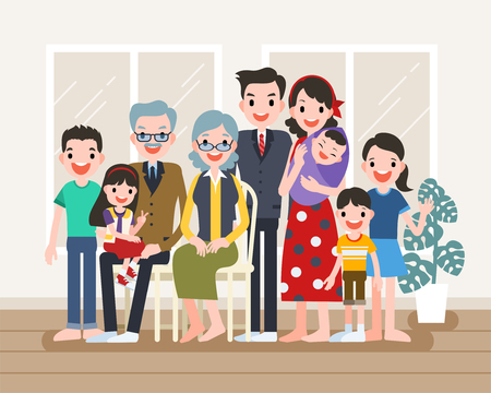 Happy family portraitのイラスト素材