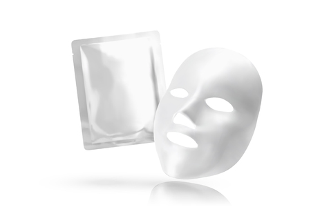 Facial mask with foil pack in 3d illustration on white backgroundのイラスト素材