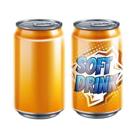Soft drink tin can mockup template set in 3d illustrationのイラスト素材