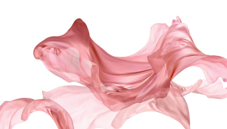 Pink satin design element flying in the air, 3d illustrationのイラスト素材