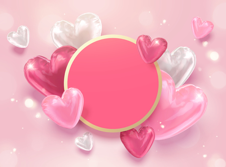 Heart shaped balloons with copy space in 3d illustrationのイラスト素材