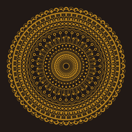 Round motif pattern design in golden and dark brown colorのイラスト素材