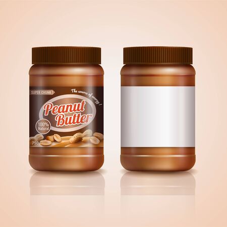 Peanut butter jar mockup in 3d illustrationのイラスト素材