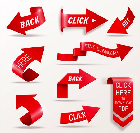 Red arrow set collection design elements in 3d illustrationのイラスト素材