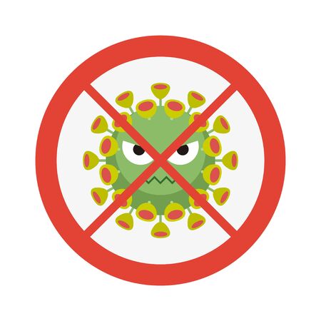 Virus prohibited sign in flat style illustrationのイラスト素材