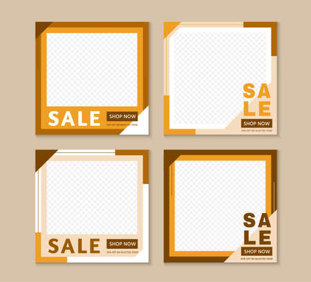 Special sale discount template banner set illustrations. Promotion square web banner for social media mobile apps. Editable mockup with abstract shape. Digital banner and poster.のイラスト素材