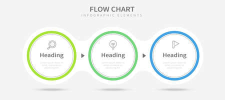 Flow chart infographic design with three circular options with iconsのイラスト素材