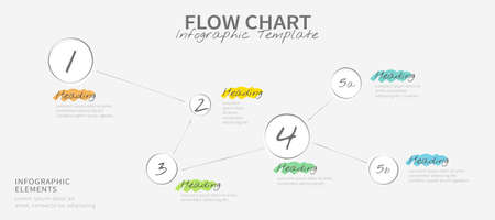 Hand drawn flow chart design infographic template with six optionsのイラスト素材