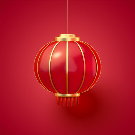 3d illustration Chinese traditional red lantern hanging in the airのイラスト素材