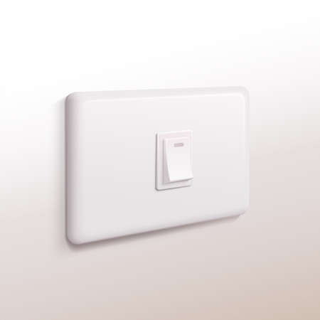 Realistic electric light switch isolated on white background in 3d illustration, design element for...