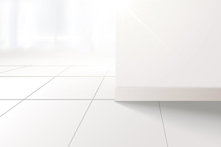 White tiled floor in 3D illustration, can be used for floor cleaner adsのイラスト素材