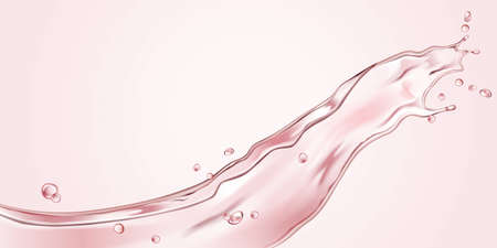 3D realistic splashing liquid isolated on pink backgroundのイラスト素材