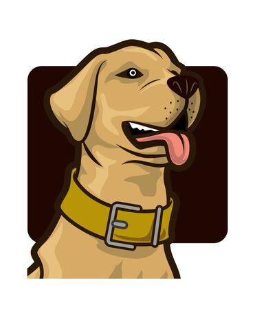 Friendly golden retriever dog illustration with dark background - vectorのイラスト素材