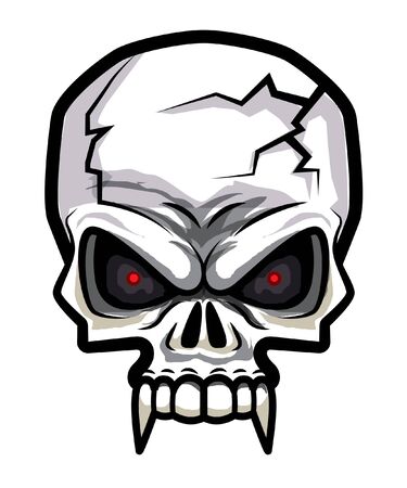 Cartoon horror skull in vector illustration. Isolated.のイラスト素材