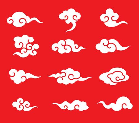 Collection of Eastern Chinese cloud element set. - vectorのイラスト素材