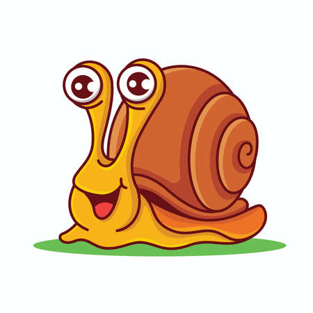 Cartoon smiling snail with big shell character mascotのイラスト素材