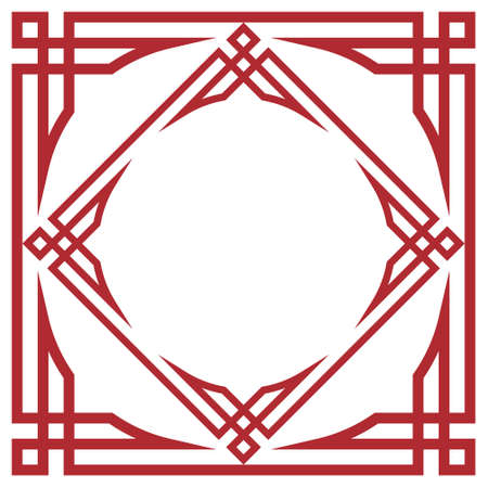 Chinese New Year greeting frame. Decorative  vintage oriental ornament frame on white background. Vectorのイラスト素材