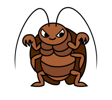 Cartoon cockroach character with tricky expression illustration