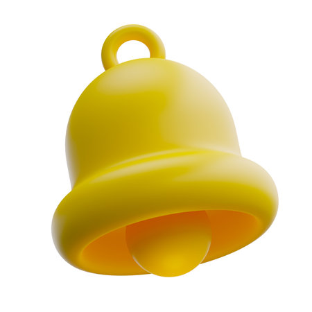 Cute bell alarm notification reminder alert icon sign or symbol on UI social media or website 3D...