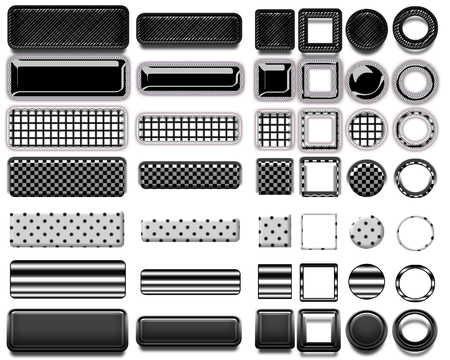 A black colorful selection of buttons to add to your website on the internet.の写真素材