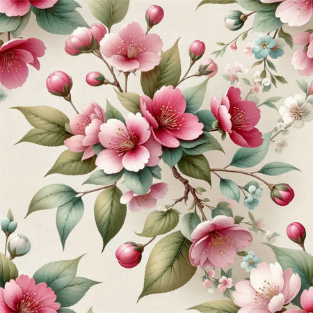 Cherry Blossoms Background Print Design in Vectorのイラスト素材