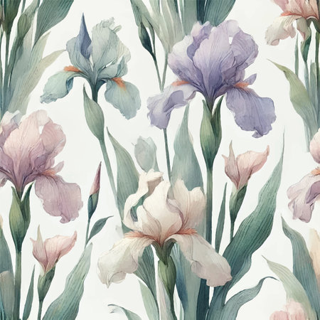 Watercolor Iris Print Design in Vectorのイラスト素材