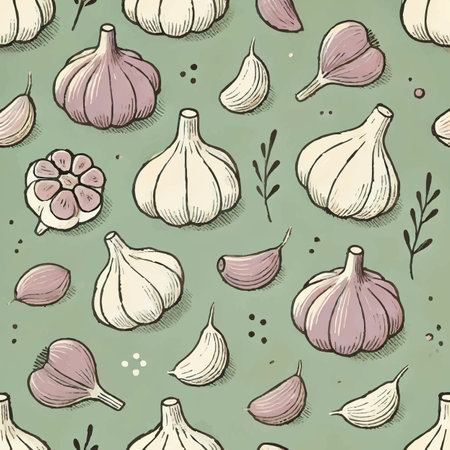 Gourmet Garlic Kitchen Print Design in Vector. Vector illustrationのイラスト素材