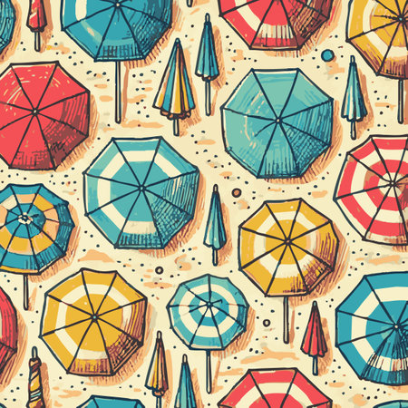 Beach Umbrellas Print Design in Vector. Vector illustrationのイラスト素材