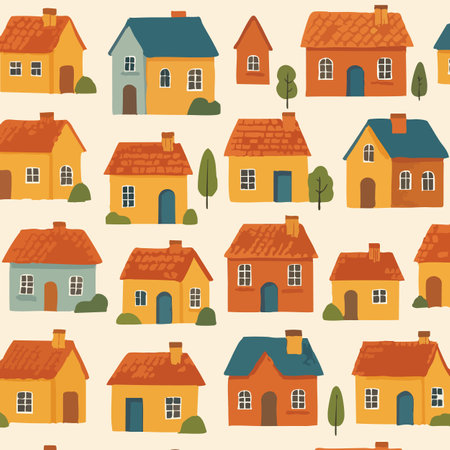 Homey Homes Print Design in Vector. Vector illustrationのイラスト素材