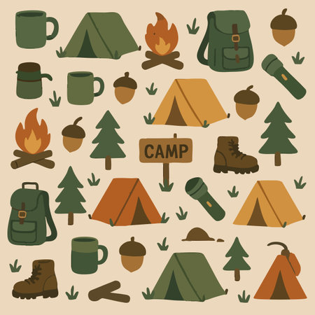 Camping Adventure Print Design in Vector. Vector illustrationのイラスト素材