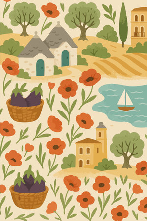 Southern Italy Print Design in Vector. Vector illustrationのイラスト素材