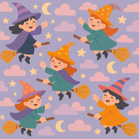 Wonderful Witches Print Design in Vector. Vector illustrationのイラスト素材