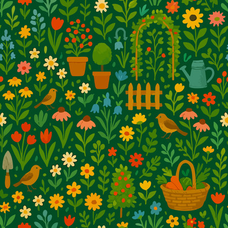 Garden Gate Floral Print Design in Vector. Vector illustrationのイラスト素材