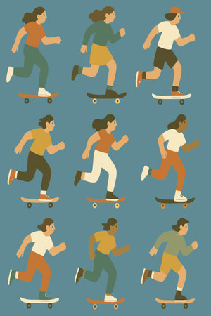 Skateboarder colourful motion activity skateboard action Print design in Vector. Vector illustrationのイラスト素材