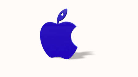 Green apple - whole and cut fruit 3d-illustration3d-renderingの写真素材