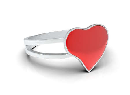steel ring with a heart in the middleの写真素材