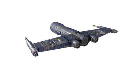 A military spaceship with guns of different colors and broken 3d-illustration 3d-rendering.の写真素材
