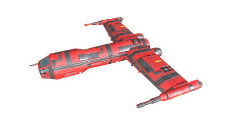A military spaceship with guns of different colors and broken 3d-illustration 3d-rendering.の写真素材
