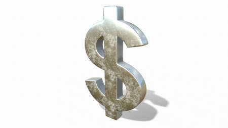 Silver dollar sign on a white background 3d-rendering.の写真素材