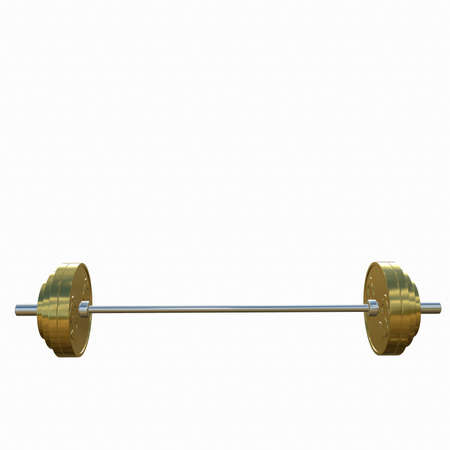 Gold barbell with a dollar sign on a white background 3d-rendering.の写真素材