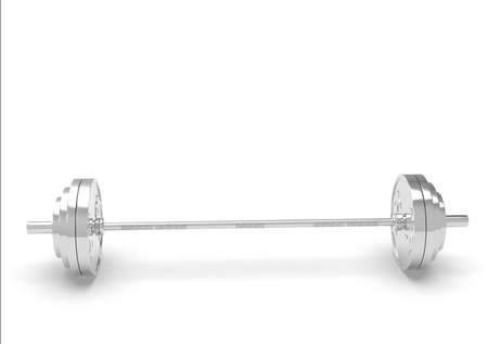 Silver barbell made of a dollar coin on a white background 3d-renderingの写真素材