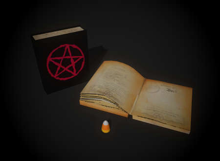 spell book on the background 3d-rendering.