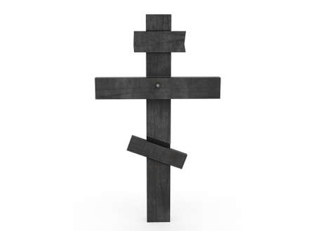 Old wooden grave cross on the background 3d-rendering.の写真素材