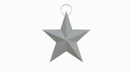 Christmas star on the Christmas tree on a white background 3d-rendering.