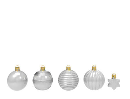 set christmas tree toy on the white background. Christmas decoration. 3d-rendering.の写真素材