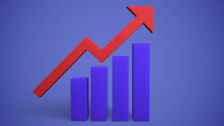 histogram columns up and statistics finance 3d rendering.