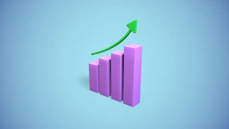 histogram columns up and statistics finance 3d rendering.の写真素材