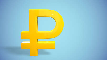 gold sign of the russian ruble on the background 3d rendering.の写真素材