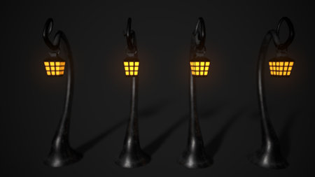 Antique lamp isolated on the background of halloween 3d renderingの写真素材